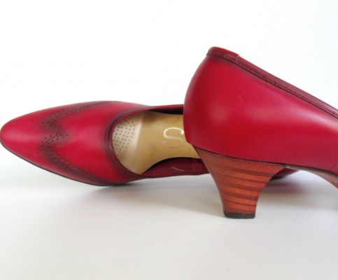 1960s Red Leather Wingtip Heels