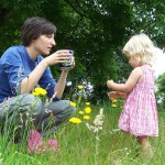 Mother daughter flowers tea